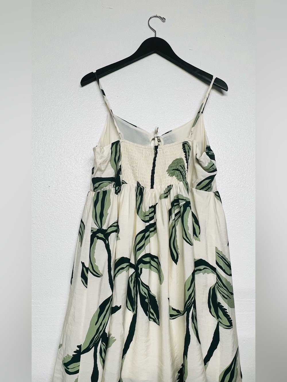Nine West Tropical Leaf Print Sundress Size L Adjustable Straps Summer Dress - Picture 5 of 11